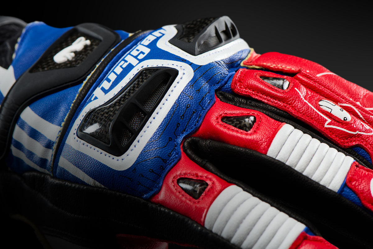 Furygan Handschuhe Styg21 X Kevlar Blau-Weiß-Rot