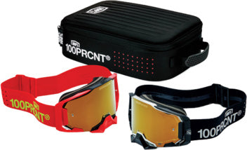 100% Armega Racer Pro Pack Schwarz/Rot - 2 Motocross Brillen mit Koffer