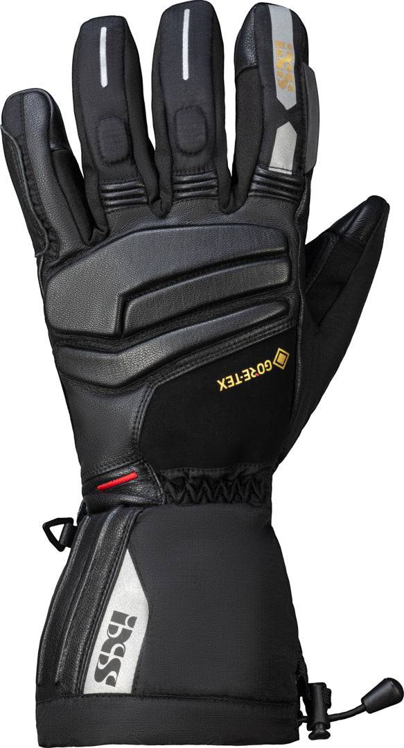 Schwarze iXS Tour Handschuhe Arctic-GTX 2.0 mit wasserdichter GTX-Technologie, ideal für Motorradtouren.