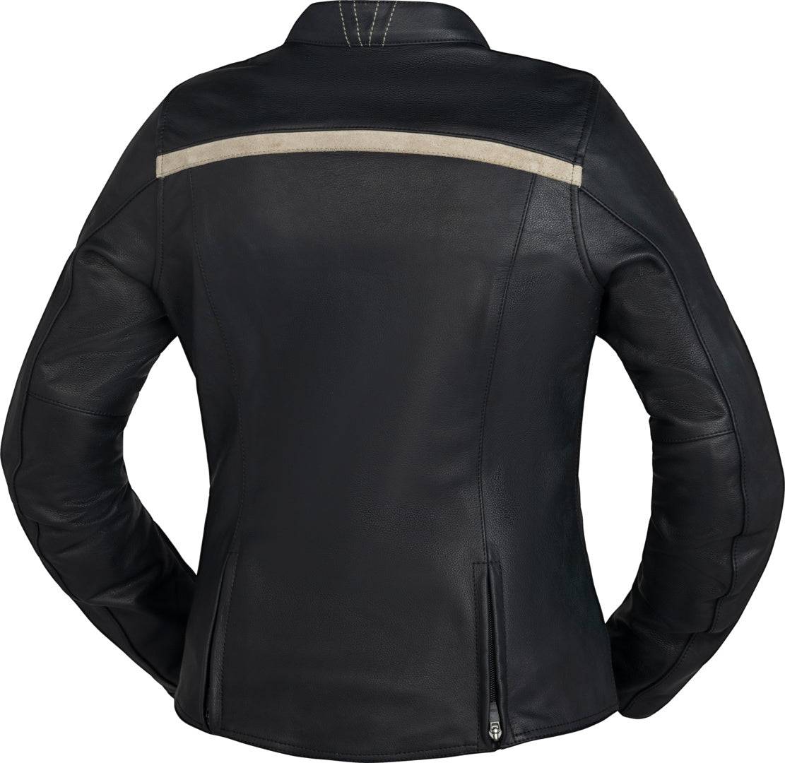 Schwarze iXS Classic LD Damen Jacke mit Streifenmuster, sportliche Jacke für Damen, detailreiche Nahaufnahme