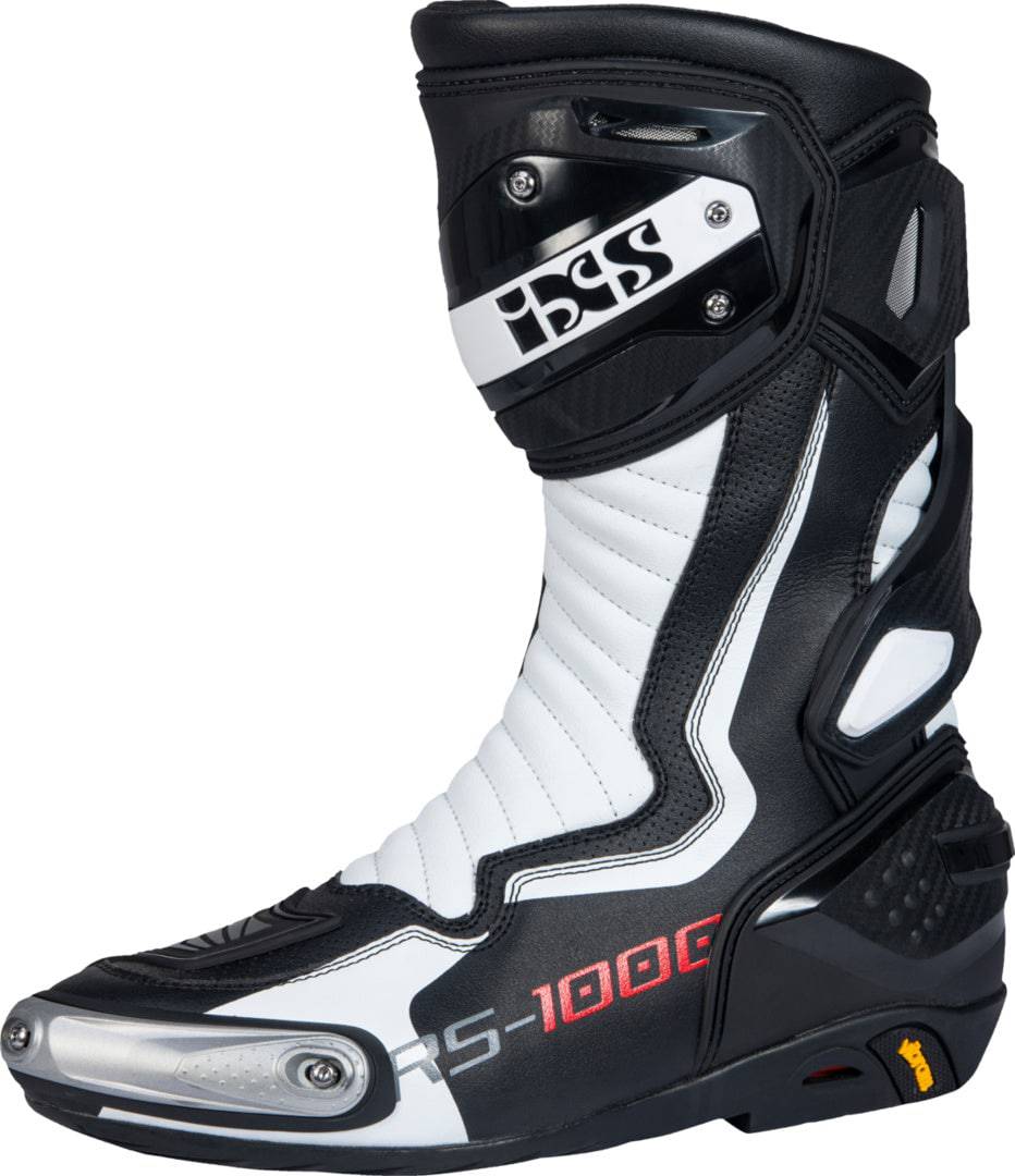 iXS Sport Stiefel RS-1000 in Schwarz-Weiß mit robustem Design und Schnürung, bequemes Motorradfahrer-Equipment