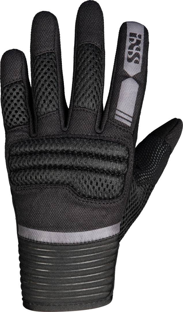 Schwarze iXS Urban Damen Handschuhe Samur-Air 2.0 aus Textil mit Polsterung und Belüftung, ideal für urbanes Fahrradfahren.