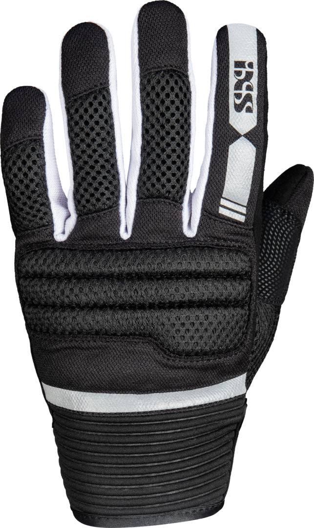 Schwarze und weiße iXS Urban Handschuh Samur-Air 2.0, atmungsaktive Fahrradhandschuhe mit robustem Design.