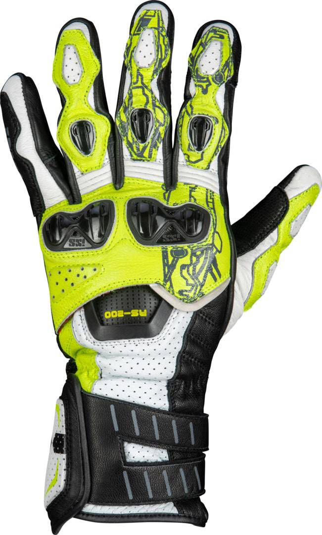 iXS Sport Handschuh RS-200 3.0 in Weiß, Neon Gelb und Schwarz, atmungsaktiv und mit verstärktem Handrücken für Schutz