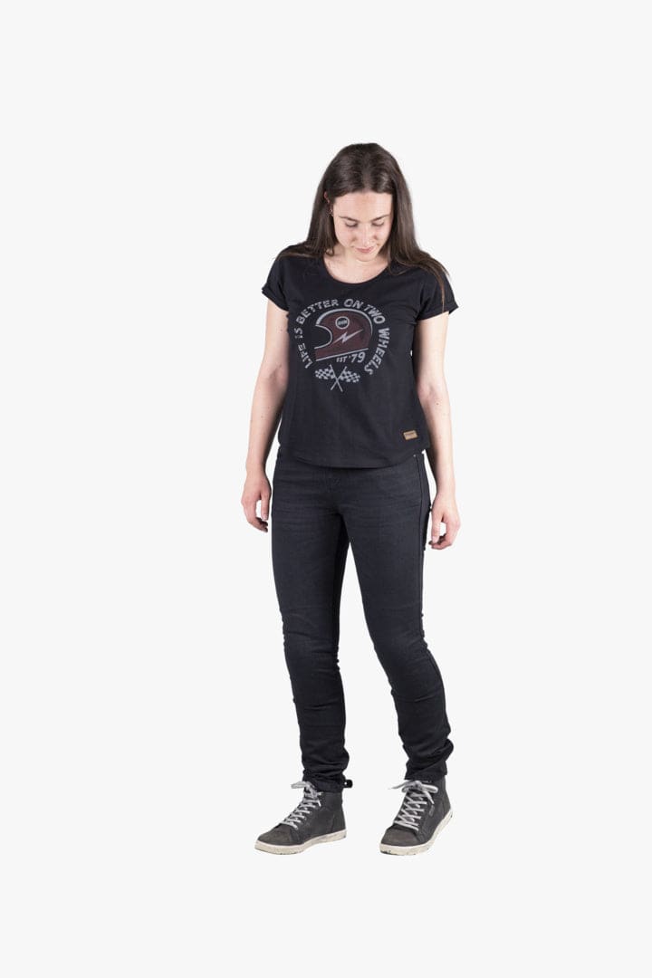 Schwarze Damen-Jeans Clarkson von iXS Classic AR, klassische Passform, Baumwollstoff, mit Reißverschluss und Gürtelschlaufen