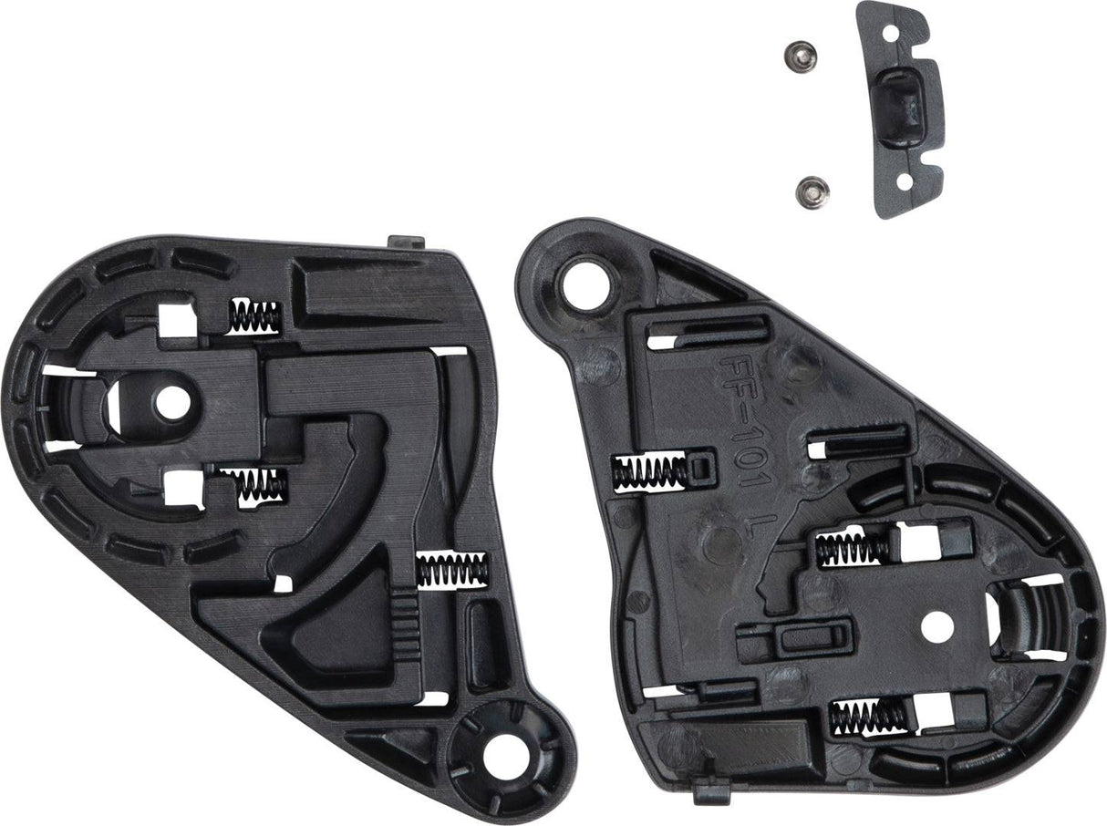 iXS Visiermechanik für Helme, kompatibel mit iXS421, iXS422 und iXS316, zeigt die Befestigungs- und Schließmechanik