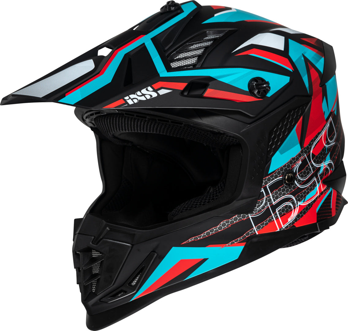 iXS Motocrosshelm iXS363 2.0 matt schwarz-petrol-rot