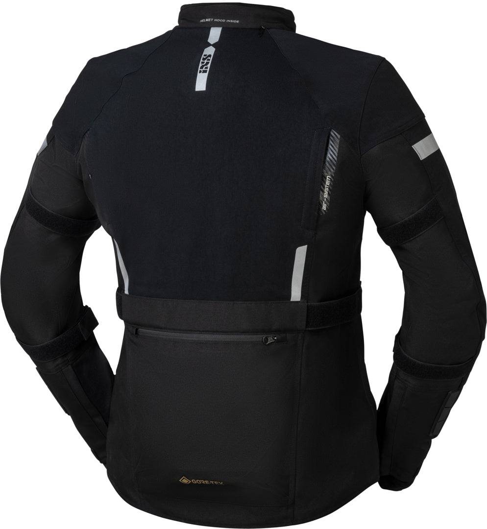 Schwarze iXS Tour Jacke Horizon-GTX für Abenteuer, wasserabweisende Outdoor-Jacke mit Kapuze und atmungsaktivem Material