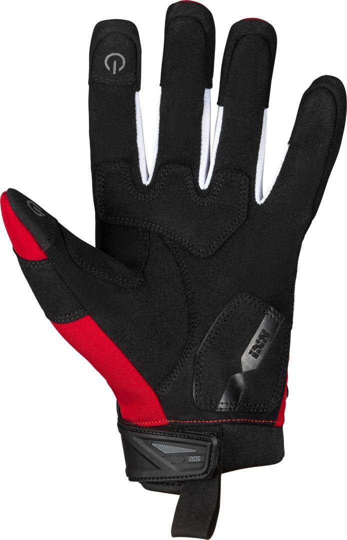 iXS Tour Handschuh Pandora-Air 2.0 in Schwarz-Rot-Weiß, atmungsaktive Fahrradhandschuhe mit Rillen und Mesh-Einsätzen