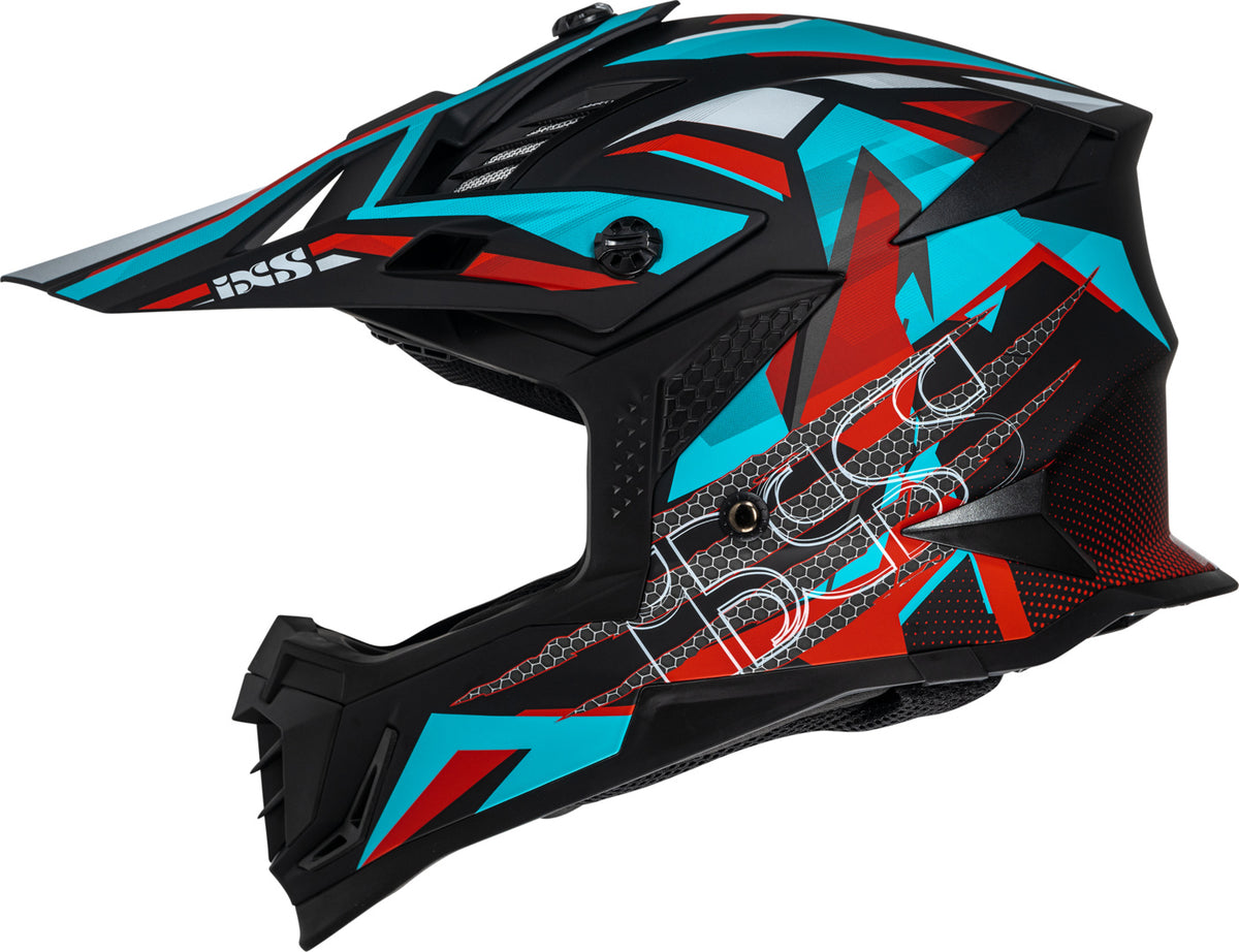 iXS Motocrosshelm iXS363 2.0 matt schwarz-petrol-rot