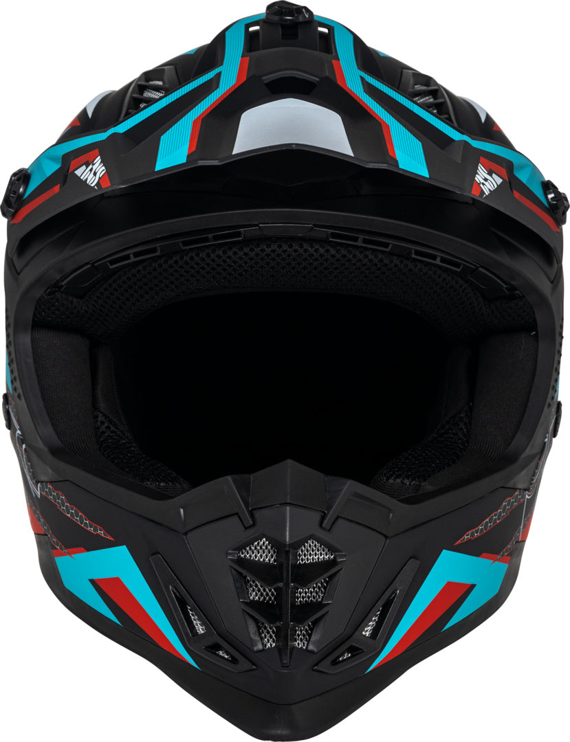 iXS Motocrosshelm iXS363 2.0 matt schwarz-petrol-rot