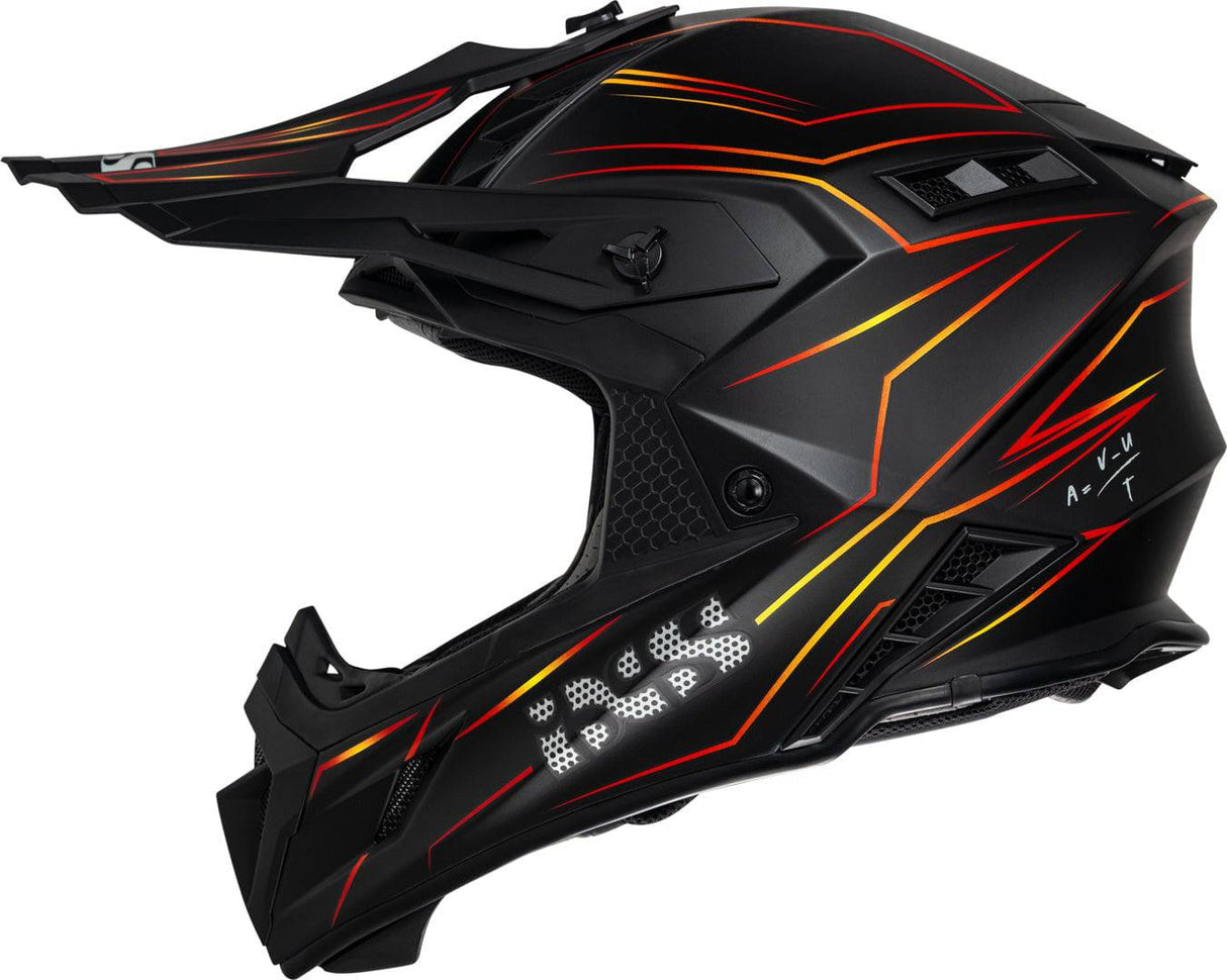 iXS Motocrosshelm iXS189FG 2.0 in mattschwarz und Rot mit Visier und Belüftungsöffnungen, Schutz für Motocross-Fahrer