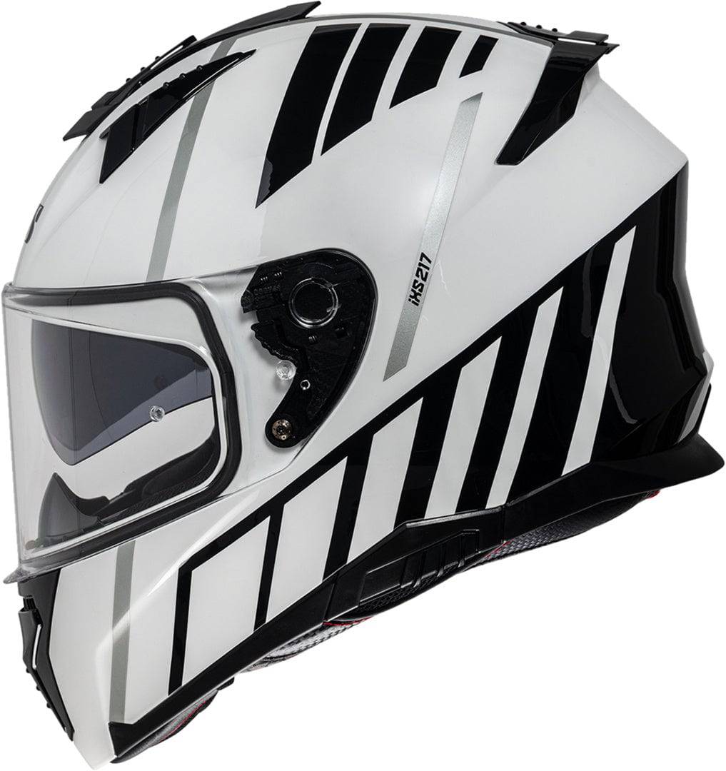 iXS Integralhelm iXS217 2.0 in Weiß-Schwarz, leichter und sicherer Motorradhelm mit aerodynamischem Design
