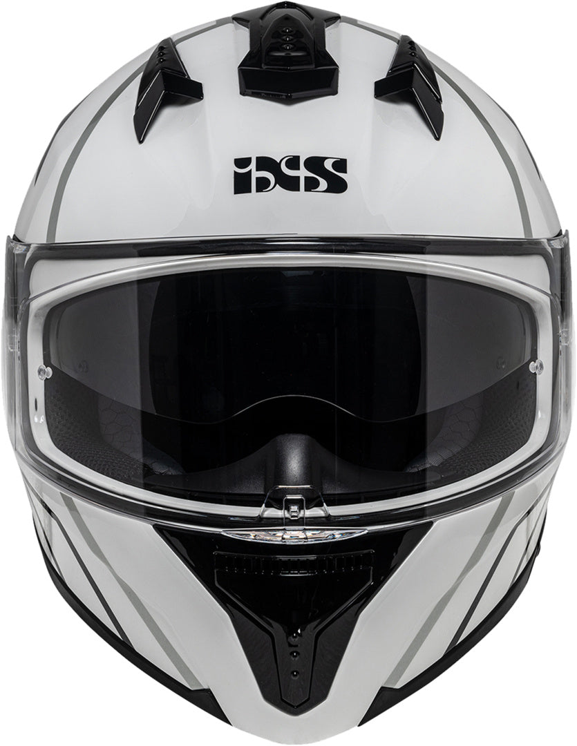 iXS Integralhelm iXS217 2.0 in Weiß-Schwarz, robuste Motorradhelm mit visier und Belüftung für sicheren Schutz
