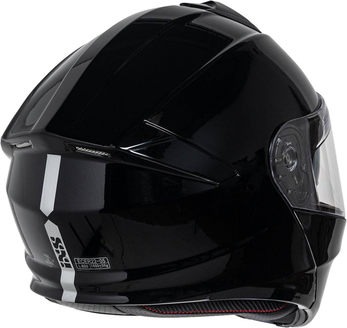 Schwarzer iXS Klapphelm iXS301 1.0 mit klappbarem Visier, komfortabel und sicher für den Motorradfahrer.