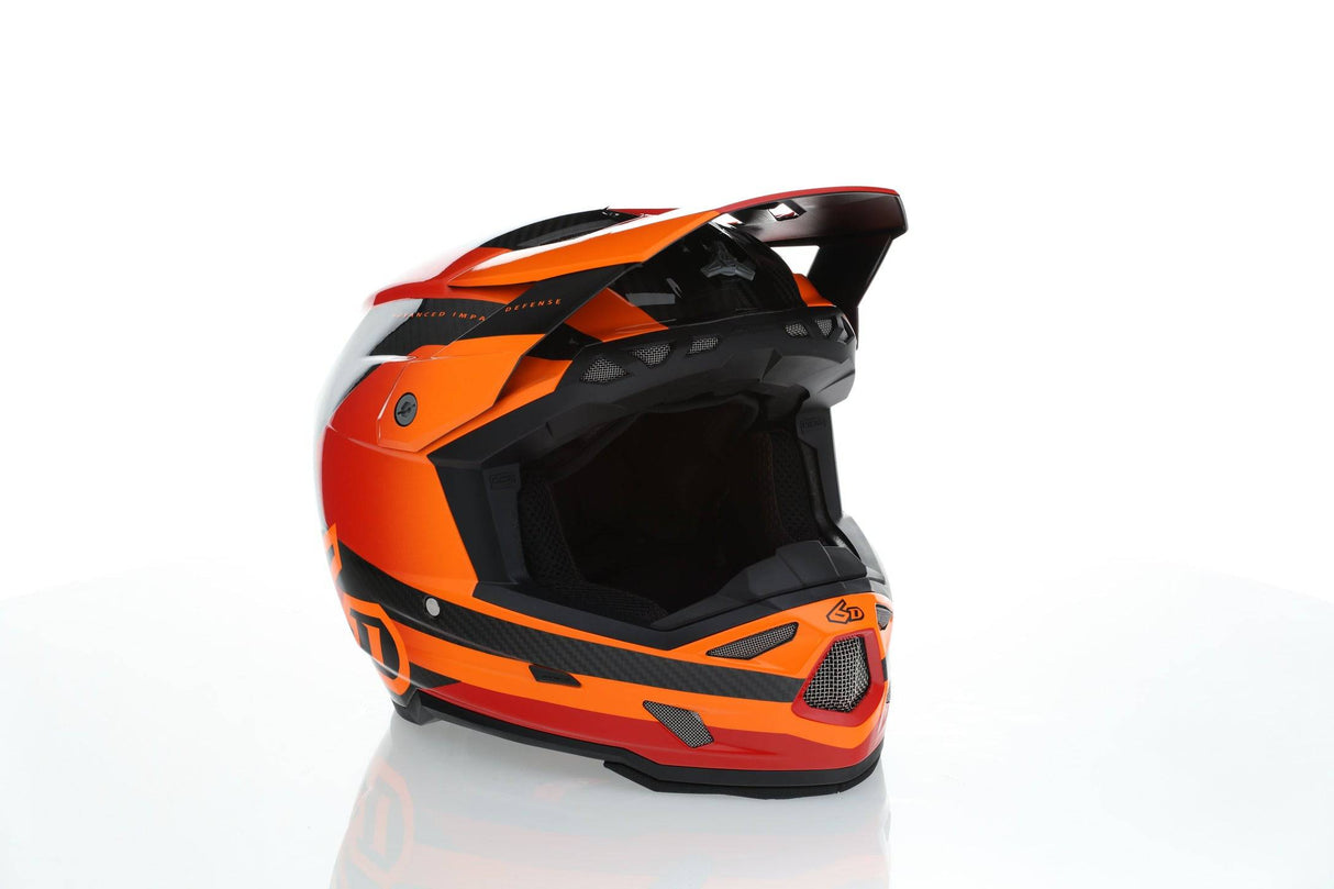 Motocrosshelm 6D ATR-3 Pure Gloss Orange in glänzendem Orange mit visier und Belüftungsöffnungen, hochwertiges Motocross-Design