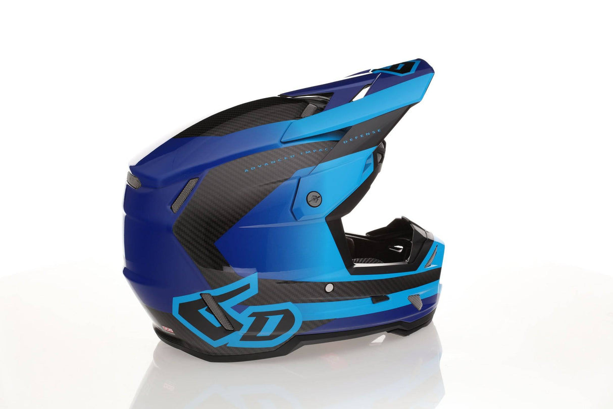 Motocrosshelm 6D ATR-3 Pure Gloss Deep Blue mit jasem Design und aerodynamischer Form, Schutzbrille nicht inklusive.