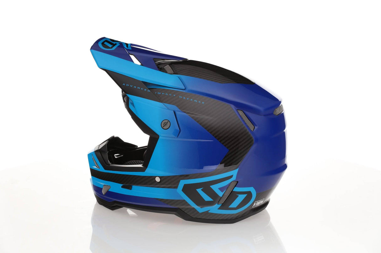 Motocrosshelm 6D ATR-3 Pure Gloss Deep Blue, hochwertiger Helm mit glänzend blauer Oberfläche und sicherem Design