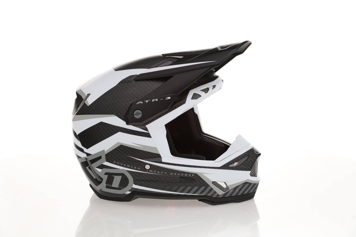 Motocrosshelm 6D ATR-3 Rival in mattem Weiß mit Visier und Belüftungsöffnungen, stabile Schutzfunktion, sportliches Design