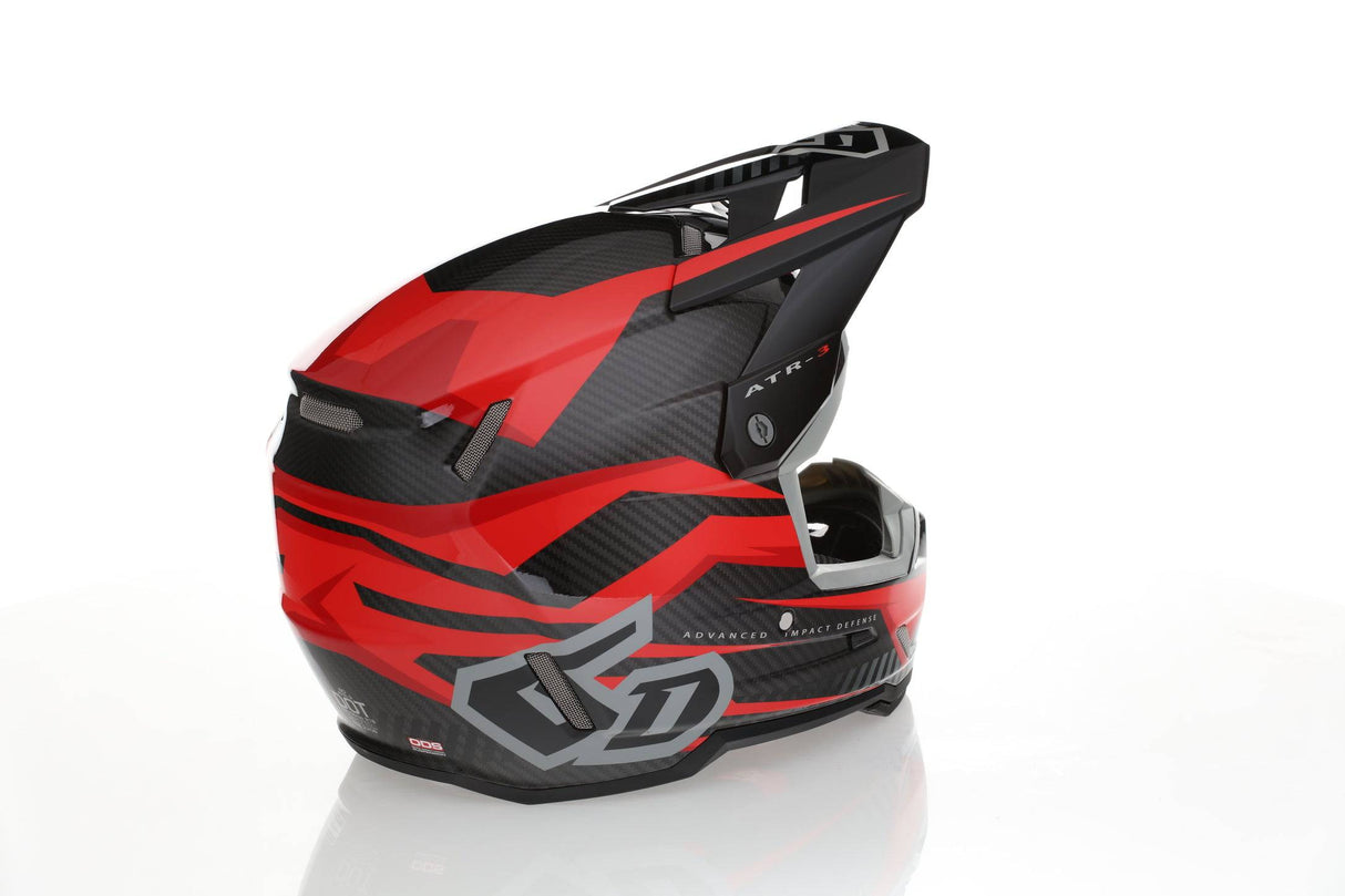 Motocrosshelm 6D ATR-3 Rival Gloss Rot mit Schutzvisier und Belüftungsöffnungen, sportliches Design, robustes Material