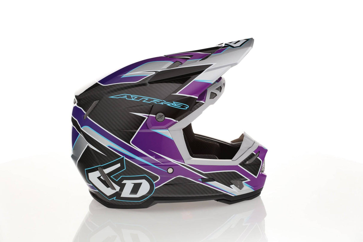 Motocrosshelm 6D ATR-3Y Reflex Graphic in Lila mit stylischem Design und robustem Schutz.