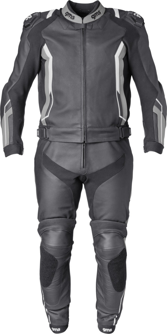 Gms Lederkombi GR-1 2PC schwarz-grau-weiss
