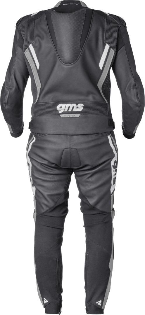 Gms Lederkombi GR-1 2PC schwarz-grau-weiss