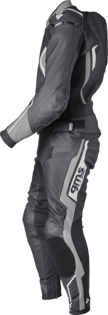 Gms Lederkombi GR-1 2PC schwarz-grau-weiss
