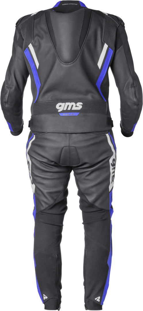 Gms Lederkombi GR-1 2PC schwarz-blau-weiss