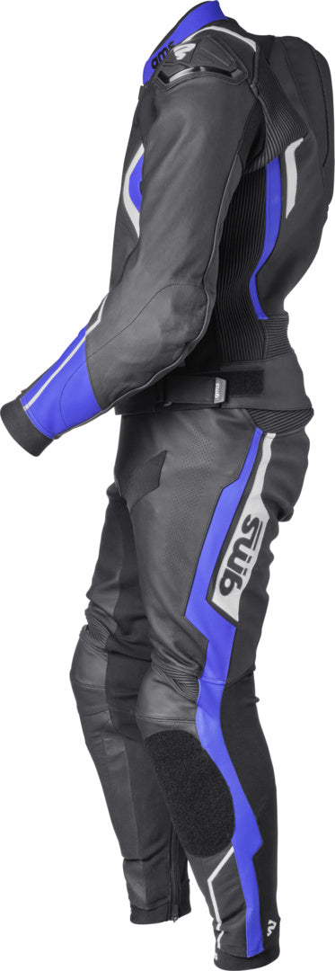 Gms Lederkombi GR-1 2PC schwarz-blau-weiss