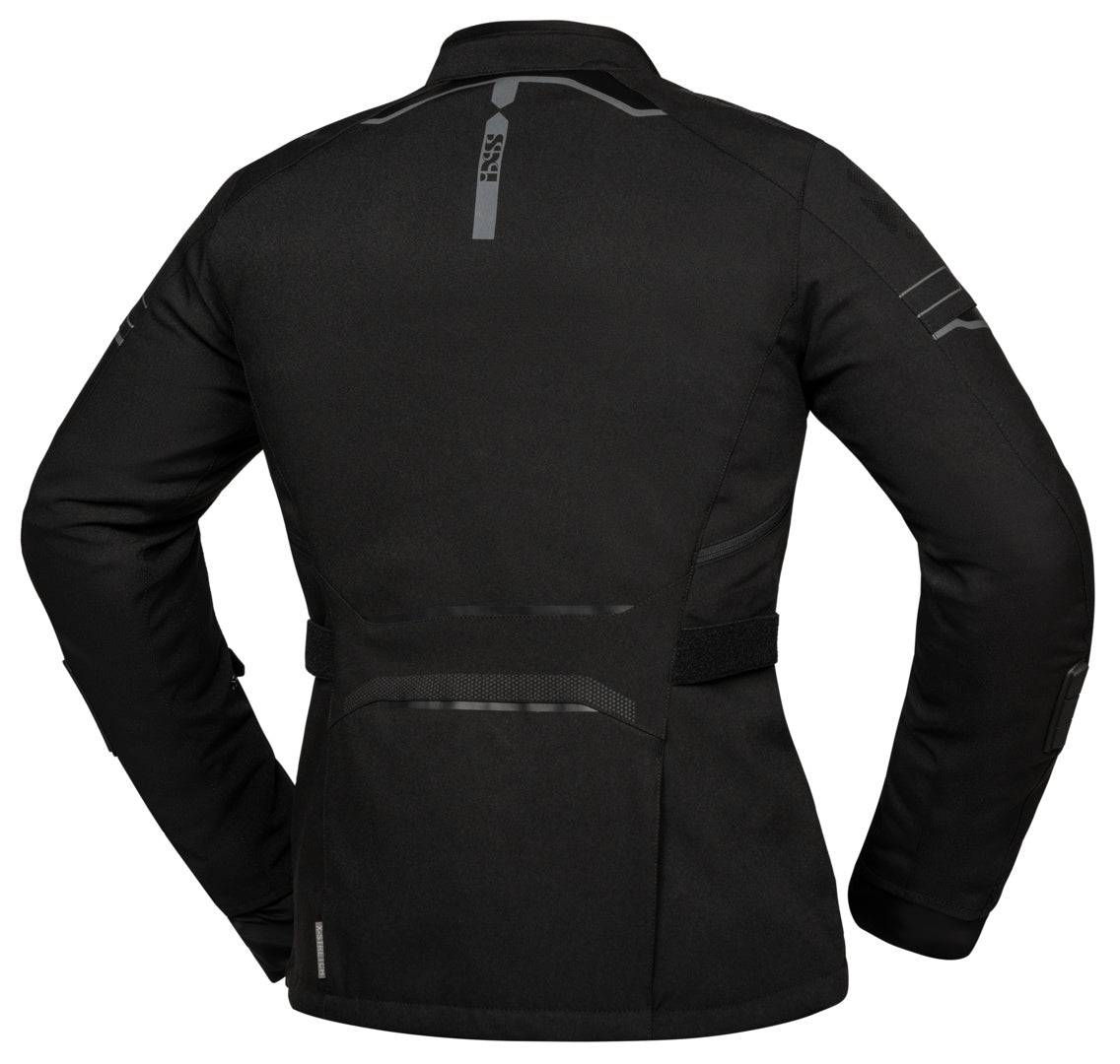 Damen Adventure Jacke iXS Tour Lane ST in Schwarz mit Reißverschluss und reflektierenden Details, für outdoor Aktivitäten.