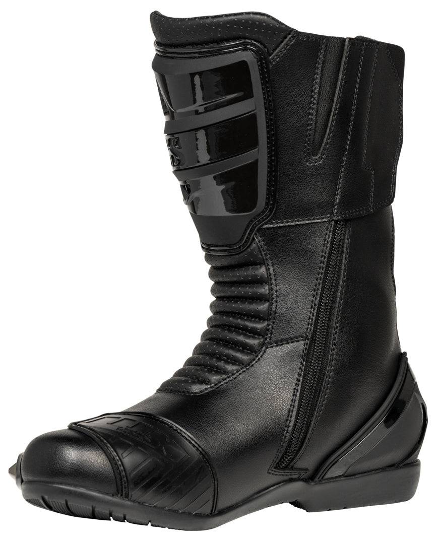 Schwarze iXS Sport Stiefel RS-Neo mit robustem Design und schnürbarem Verschluss, ideal für sportliche Motorradfahrer