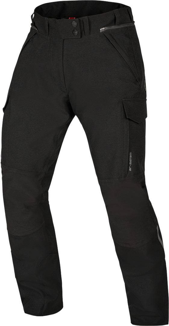 Schwarze iXS Tour Damen Adventure-Hose Space-ST+ mit robustem Material und verstellbaren Elementen, ideal für Outdoor-Aktivitäten.
