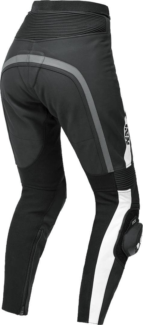 iXS Sport LD Damen Lederkombi RS-800 1.0, 2-teilig, schwarz-grau-weiß, sportliche Motorradbekleidung, Nahaufnahme