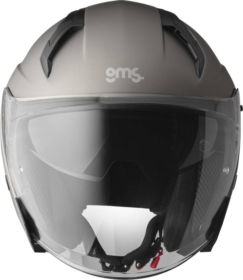 Gms Jethelm Vectus matt titan, leichter Motorradhelm mit robustem Titan-Finish, sichtbares Visier und Belüftungsöffnungen