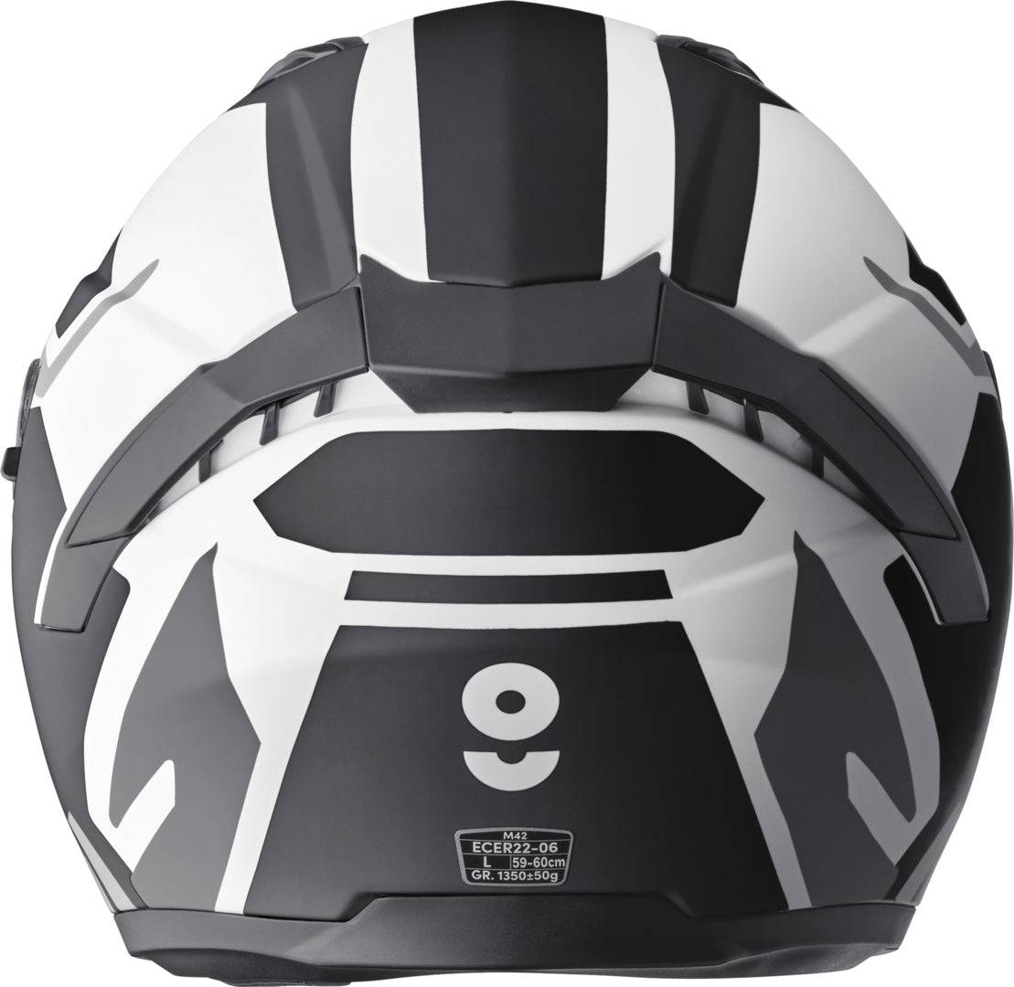 GMS Jethelm Vectus Graphic schwarz-weiß, leichter Jethelm mit modernem Design, Sichtfenster und Belüftungsöffnungen.