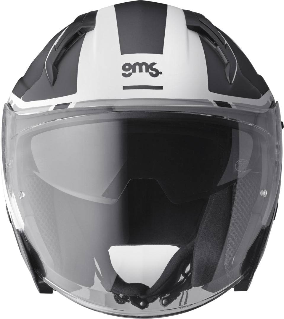 GMS Jethelm Vectus Graphic in Schwarz-Weiß, stilvoller Motorradhelm mit modernen Grafikdesigns, sicher und bequem zu tragen