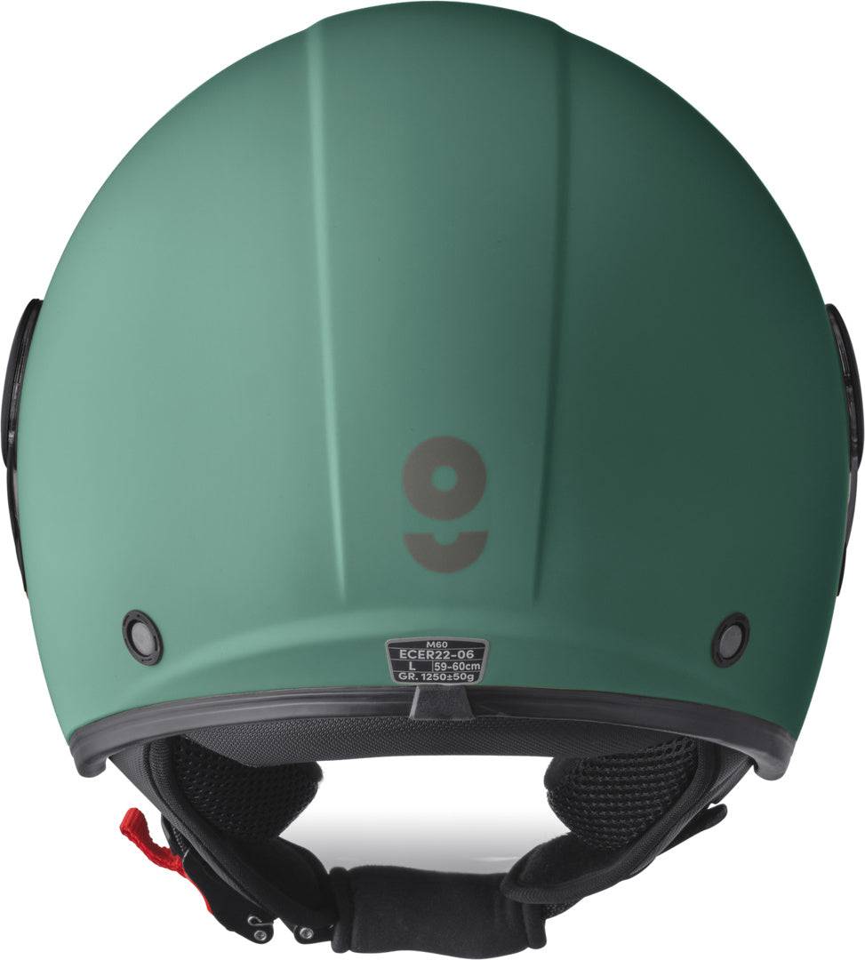 GMS Jethelm Gelato Menta, helle grüne Motorrad-Jethelm mit glänzendem Finish, atmungsaktiv und komfortabel für den Straßenverkehr