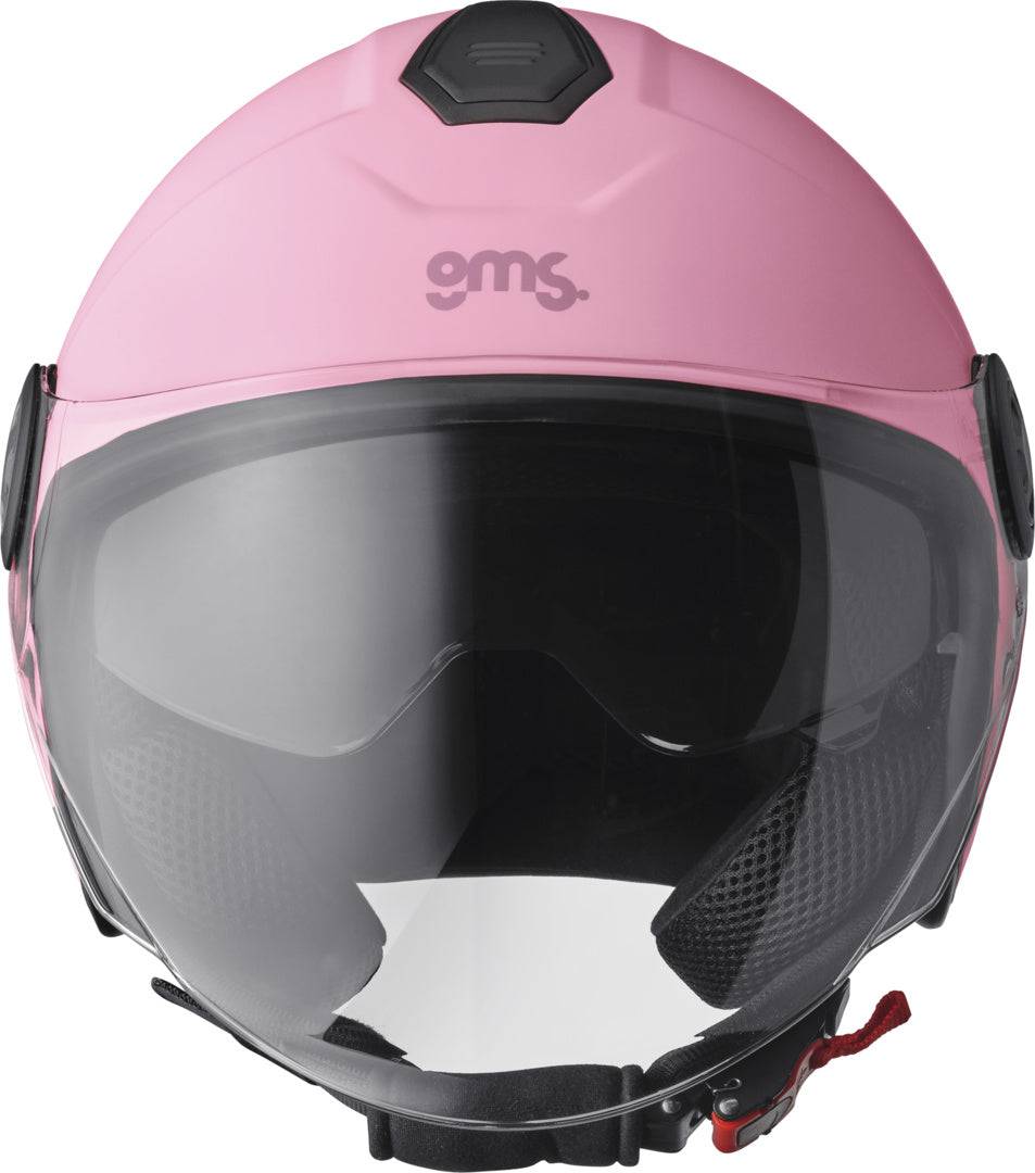Gms Jethelm Gelato Fragola, roter Jethelm mit Visier und Belüftung, für sicheren Schutz beim Motorradfahren.