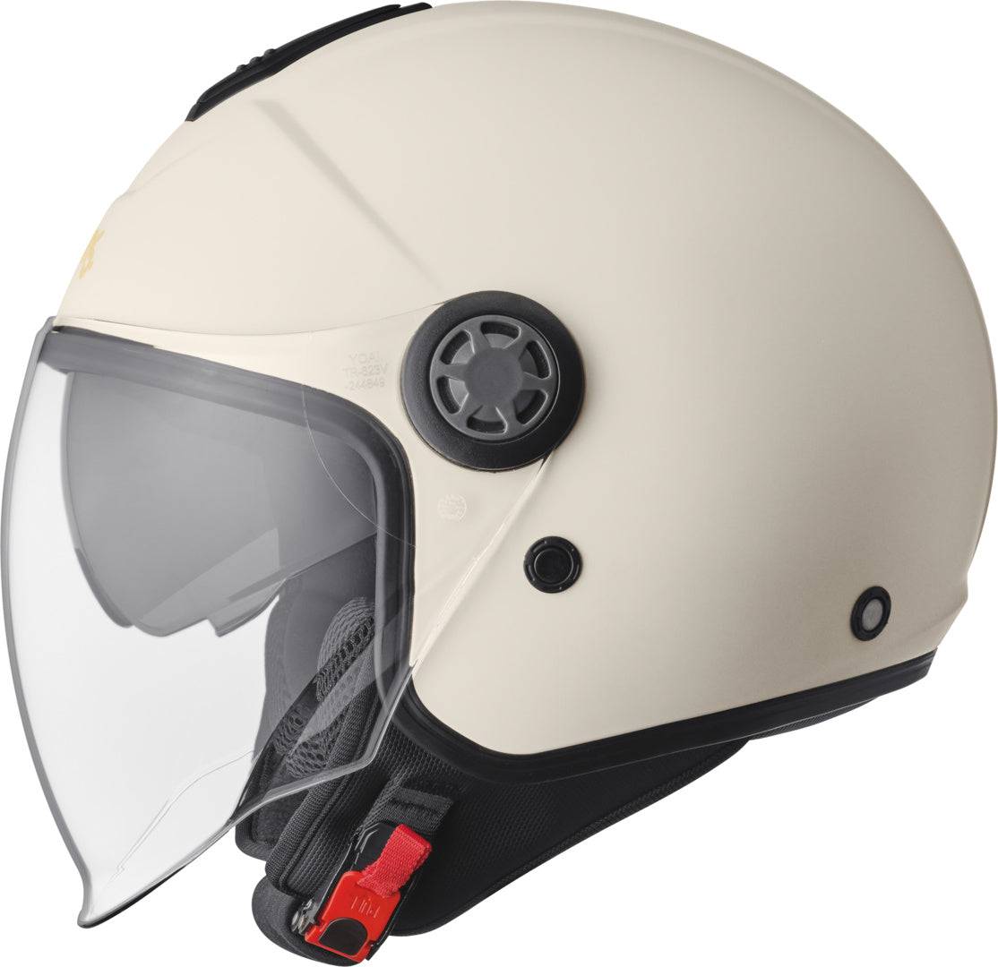 GMS Jethelm Gelato Vanille, leichter Motorradhelm mit weißem Design, visier, Belüftungsöffnungen und komfortable Passform.