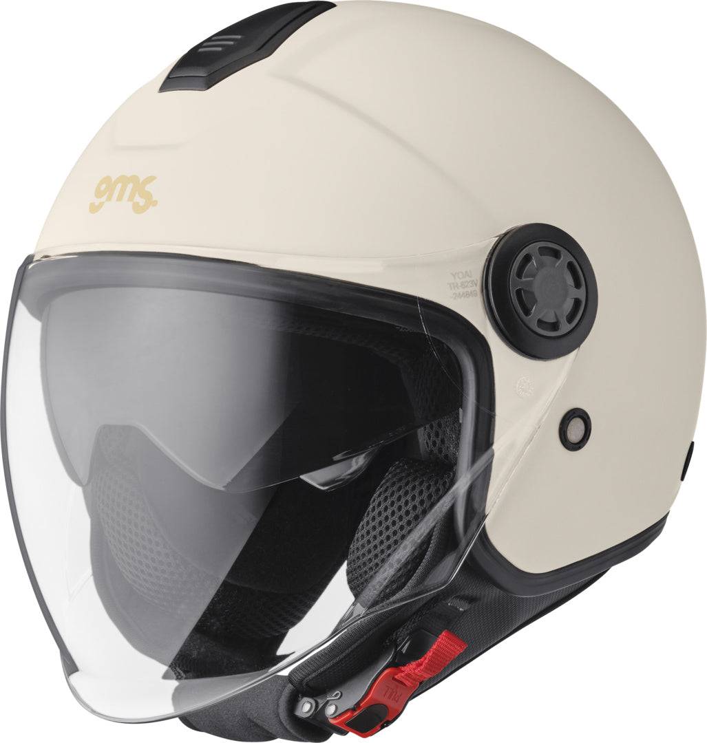 GMS Jethelm Gelato Vaniglia, leichtes Motorradhelm mit weißem Gelato-Design, Visier und Belüftungssystem, für sicheren Fahrkomfort
