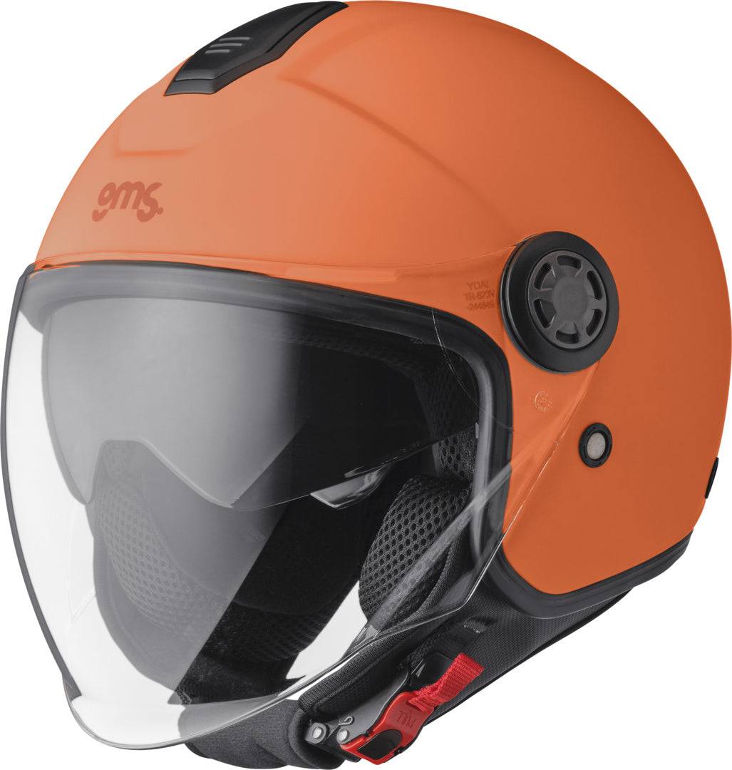 GMS Jethelm Gelato Pesca, stilvoller Motorrad-Helm in Gelato Pesca Farbe mit Visier und Belüftungsöffnungen.