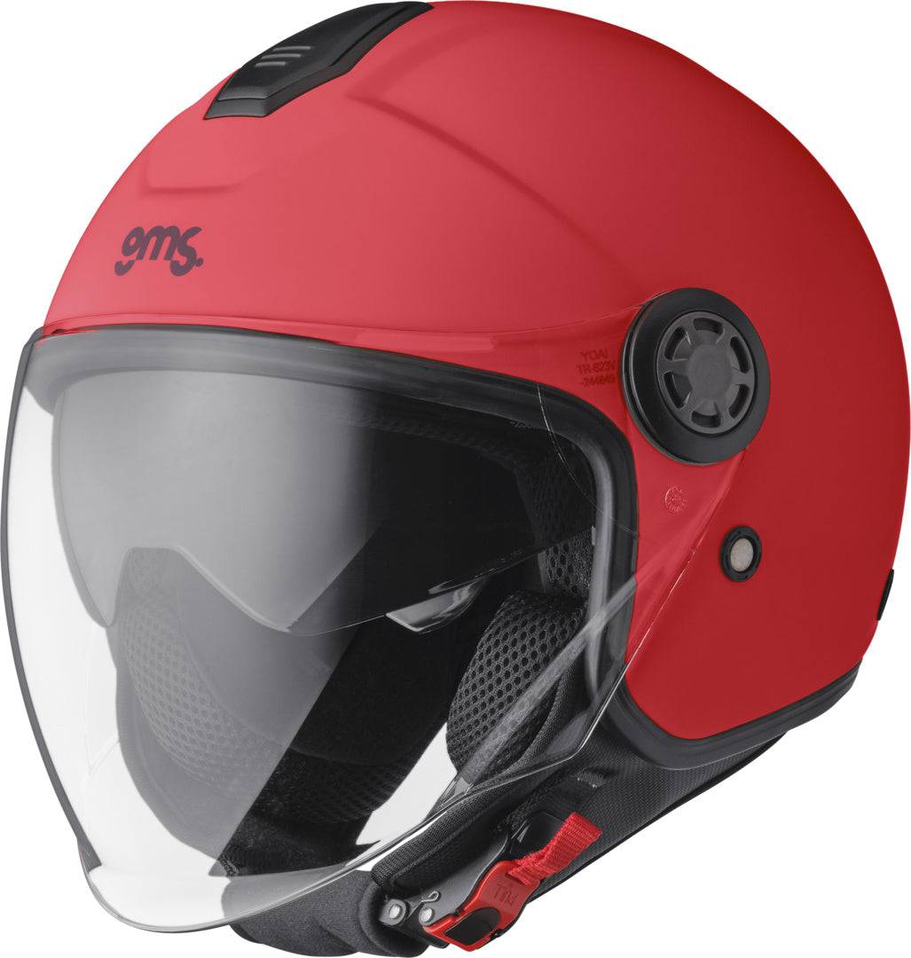 GMS Jethelm Gelato Amarena in weiß-blau mit Visier, leichter Motorradhelm für den Straßenverkehr