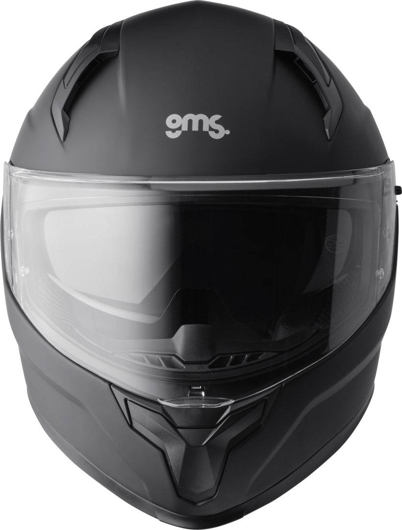 GMS Integralhelm Velox in matt schwarz, sicherer Motorradhelm mit vollumfassendem Schutz und aerodynamischem Design.
