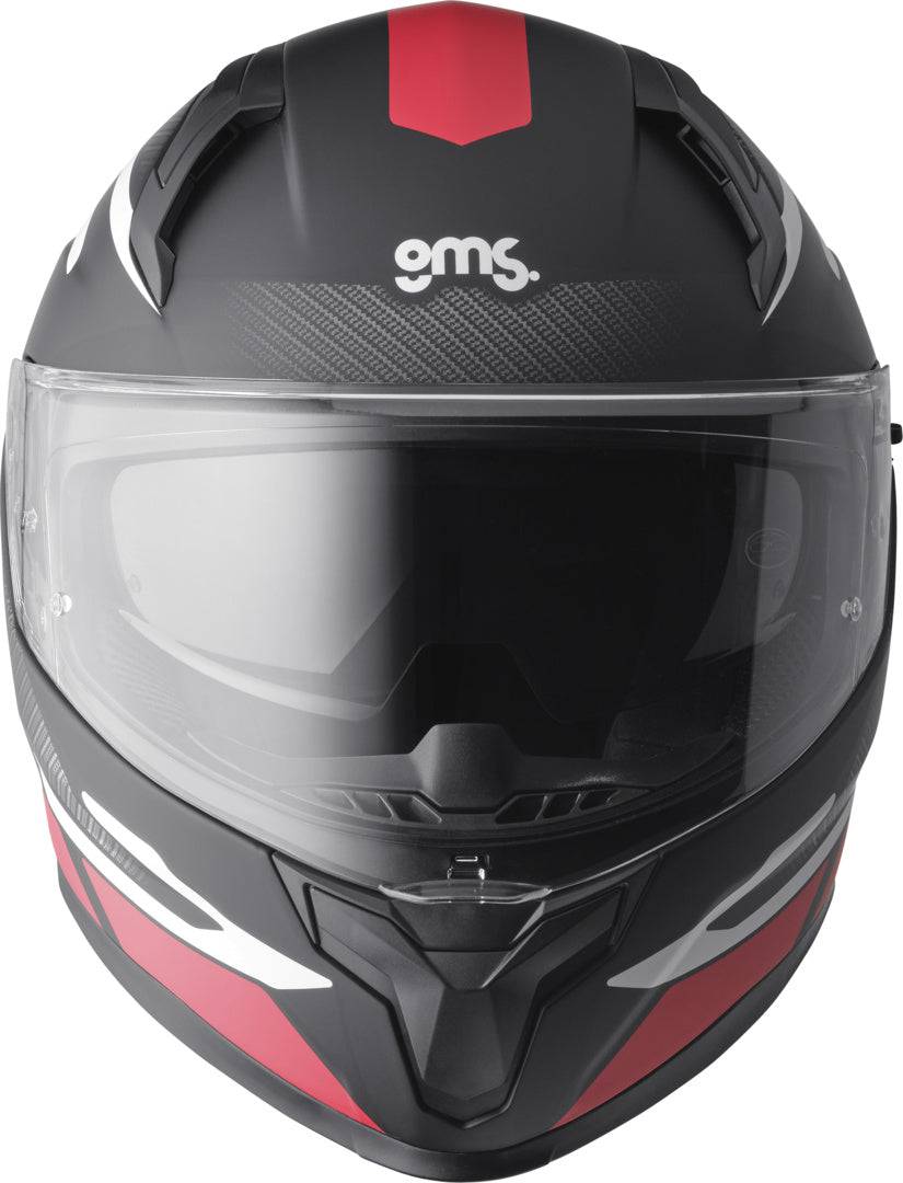 GMS Integralhelm Velox Graphic in mattschwarz-rot-weiß mit modernen Design, Sichtscheibe und Belüftungsöffnungen
