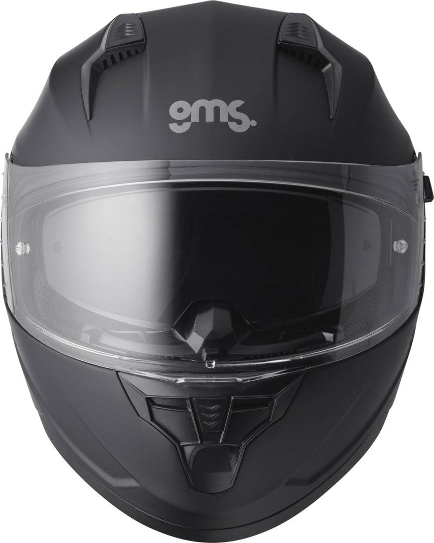 GMS Integralhelm Hexago matt schwarz, schwarzer Motorradhelm mit sportlichem Design und integrierter Schutzfunktion.