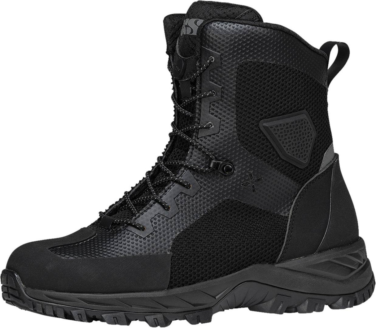 Schwarze iXS Venture-Air 1.0 Stiefel mit robustem Design und Schnürung, geeignet für Mountainbike und Outdoor-Aktivitäten.
