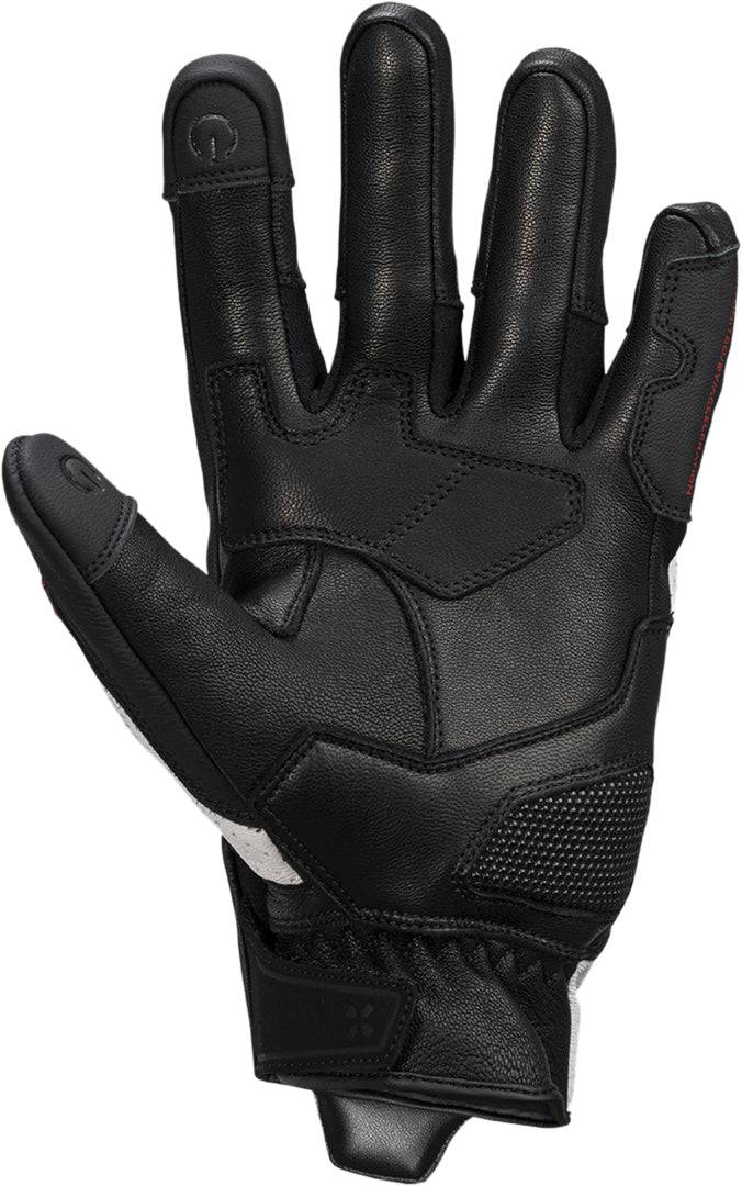 Schwarze, weiße und rote Lederhandschuhe von iXS Rapid 1.0 für Radfahren, mit strapazierfähigem Material und sportlichem Design