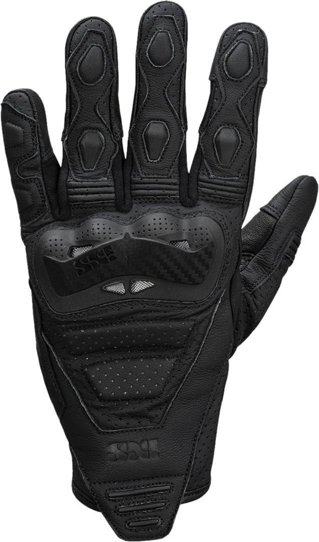 Schwarze iXS Rapid 1.0 Lederhandschuhe, eng anliegend und stilvoll, für Radfahren und Sportsport mit robustem Leder.