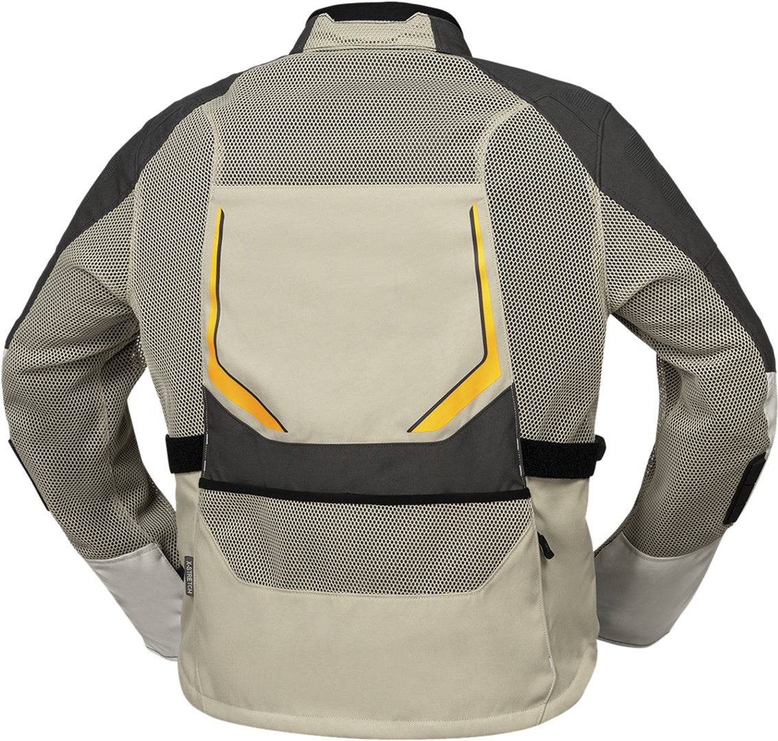 iXS Tourster-BigAir 1.0 Jacke in Steingrau, Dunkelgrau und Orange, wetterfeste Adventure-Jacke mit reflektierenden Elementen